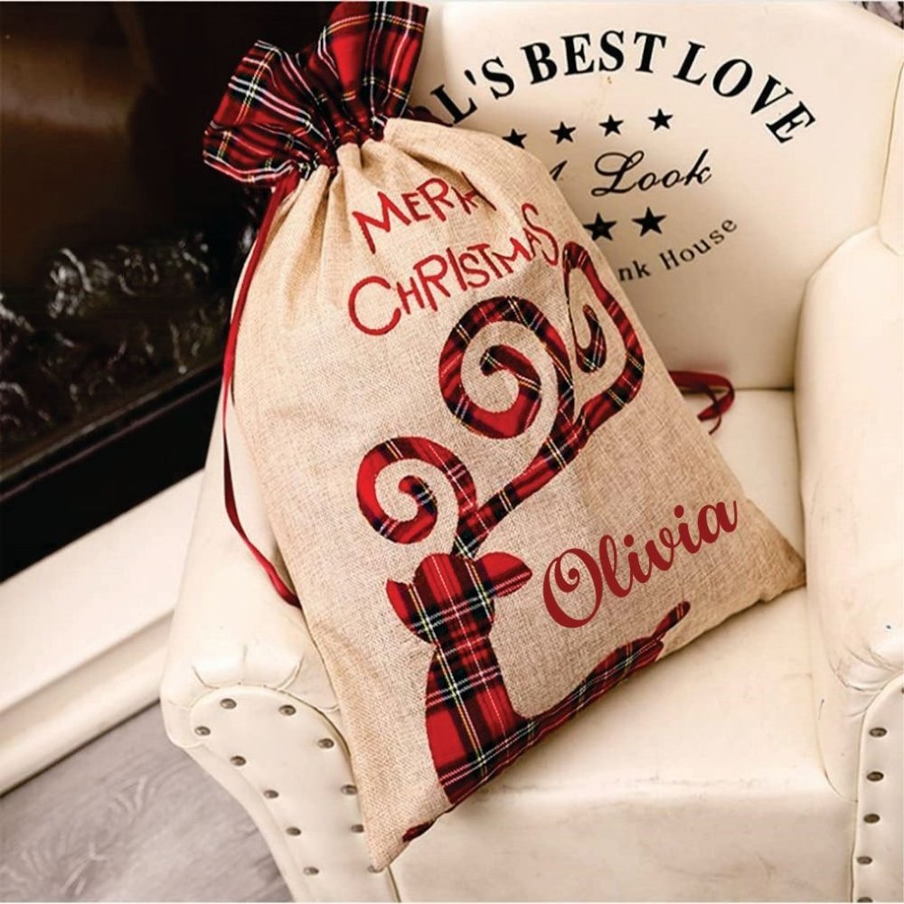 Burlap Holiday Treasure Sack - Set of 2