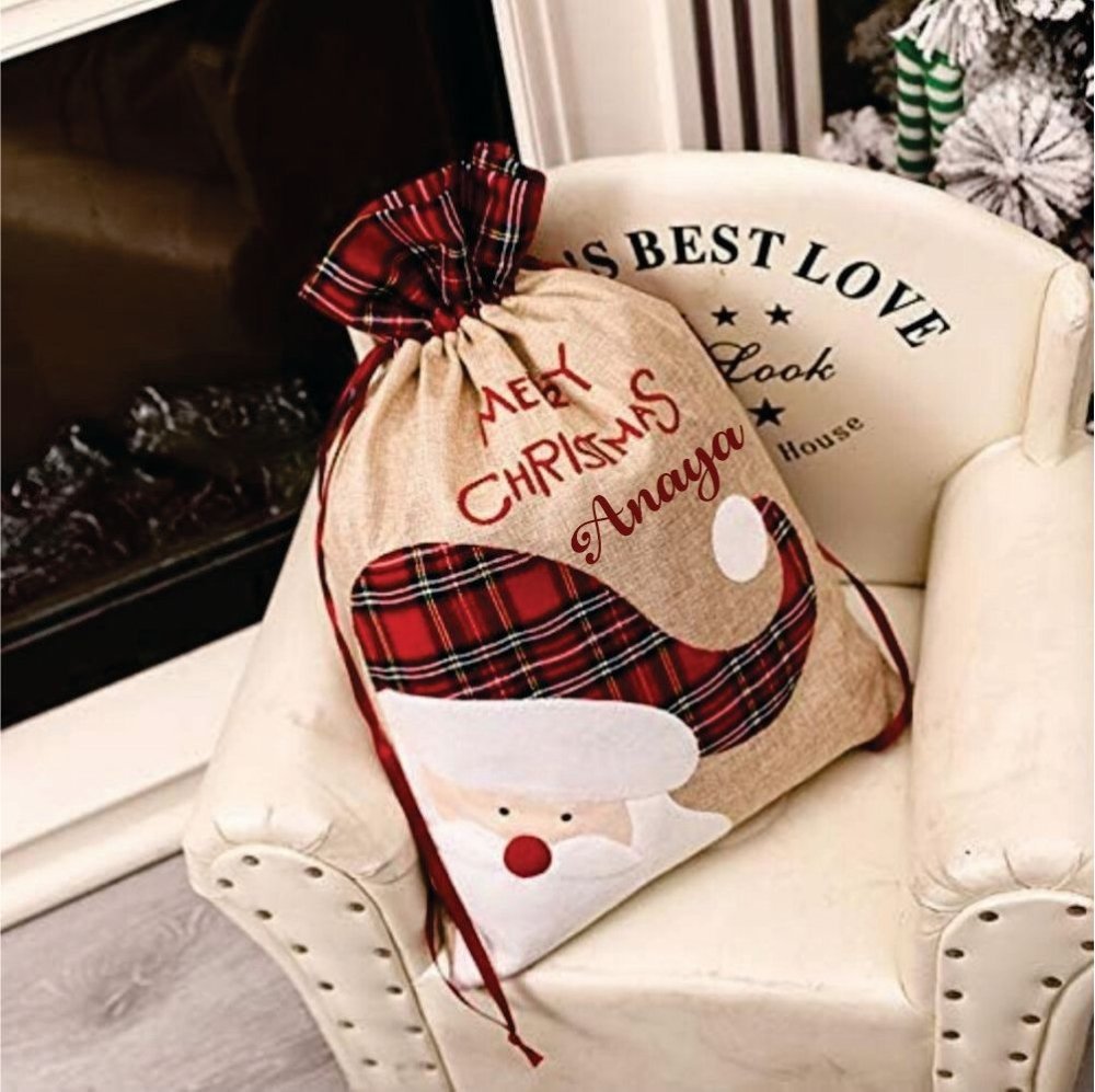 Burlap Holiday Treasure Sack - Set of 2