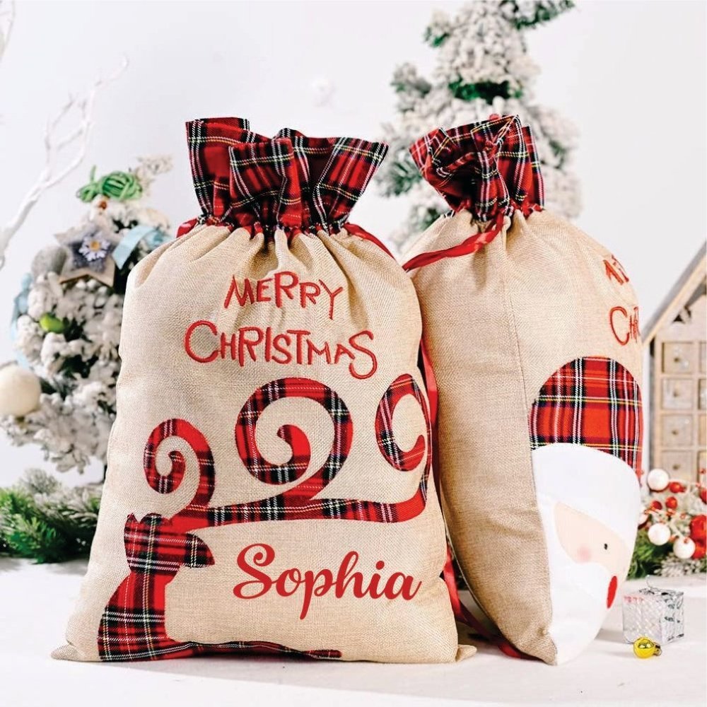 Burlap Holiday Treasure Sack - Set of 2