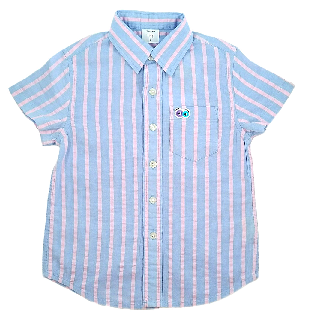 Boys blue pink stripe seersucker