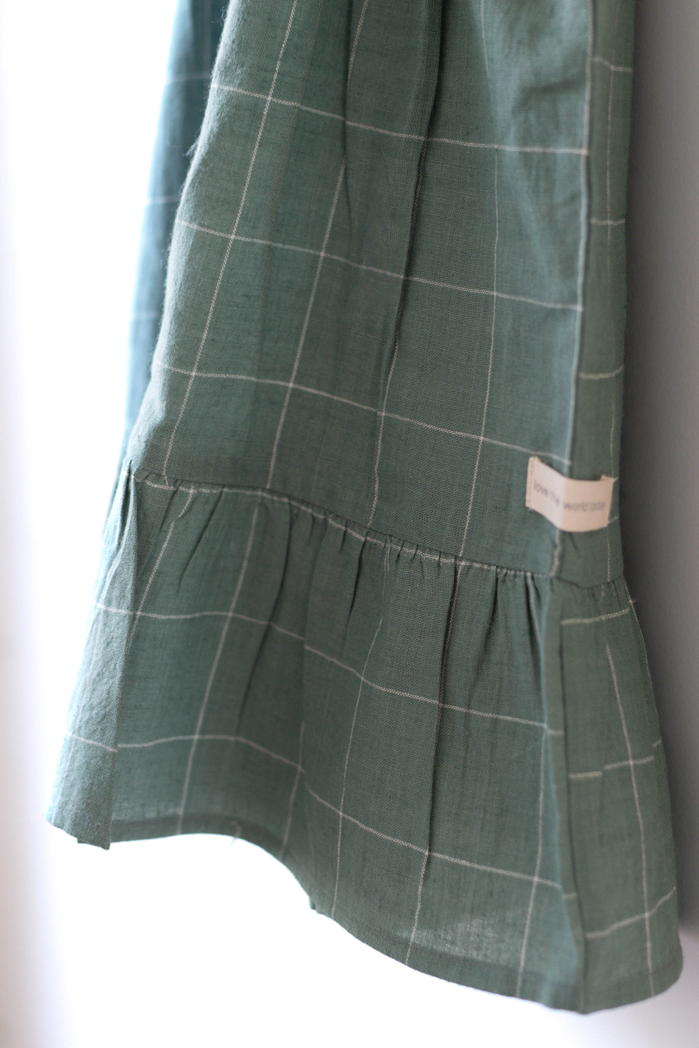 Endless possibilities’ pinafore dress / skirt in teal handwoven cotton checks - Totdot