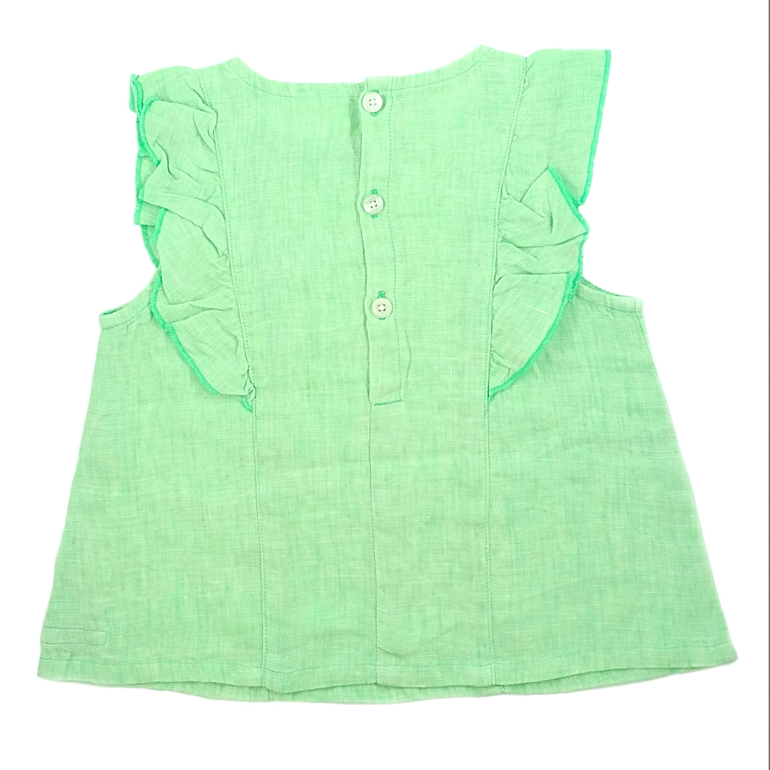 Girl's jujubes green linen