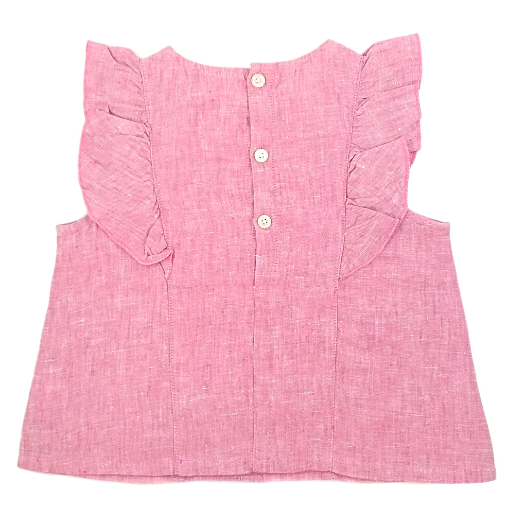 Girl's jujubes pink linen