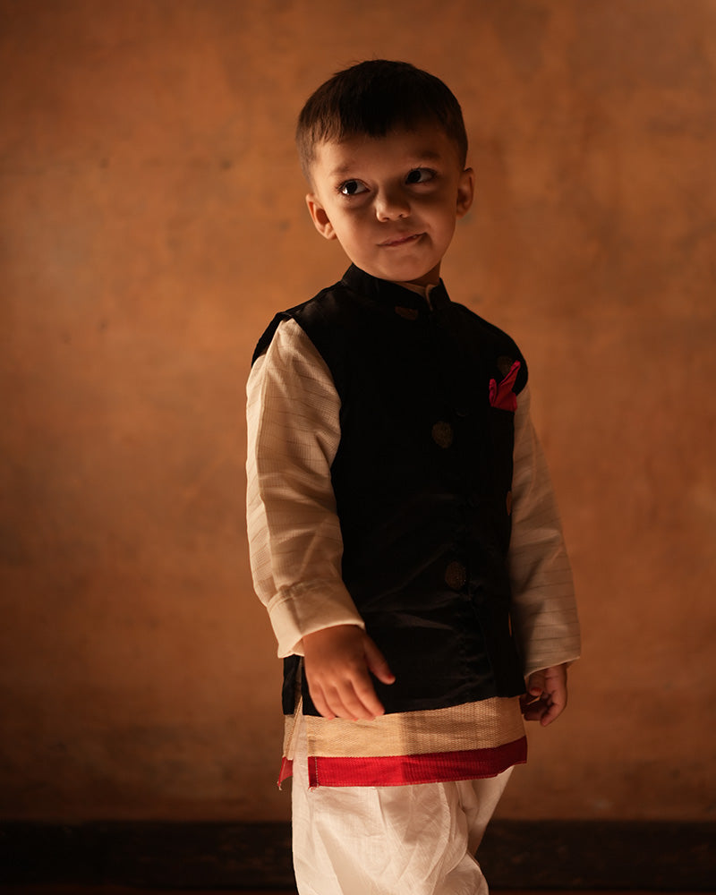 Sitara boys black and gold ethnic wear bandi