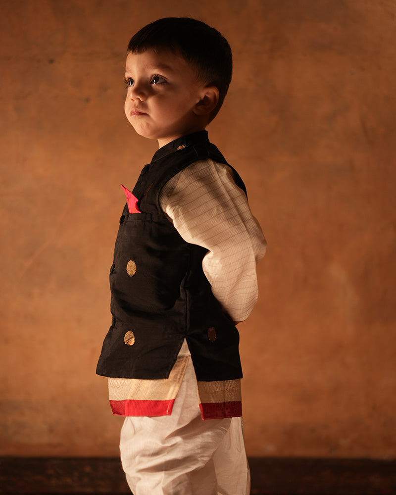 Sitara boys black and gold ethnic wear bandi