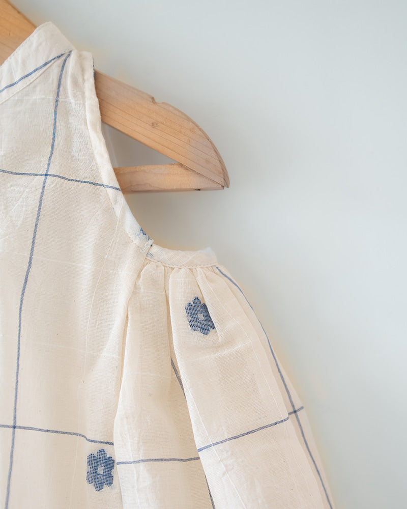Lullaby Skies Halter Top In Handwoven Cotton Jamdani Weave