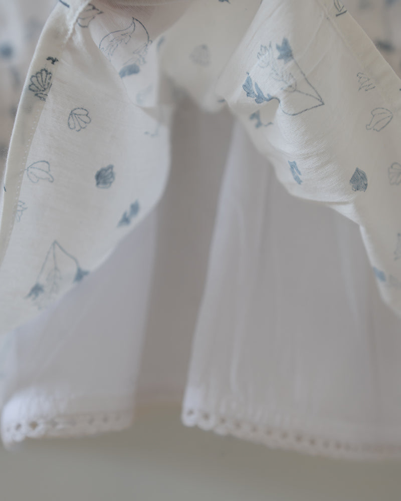 Morning Mist Floral Hand Block Printed Cotton Mul Lined Flowy Top