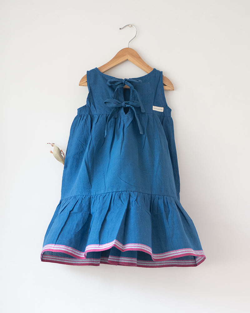 Daydreamer Blue Handwoven Cotton Maxi Dress With Selvedge