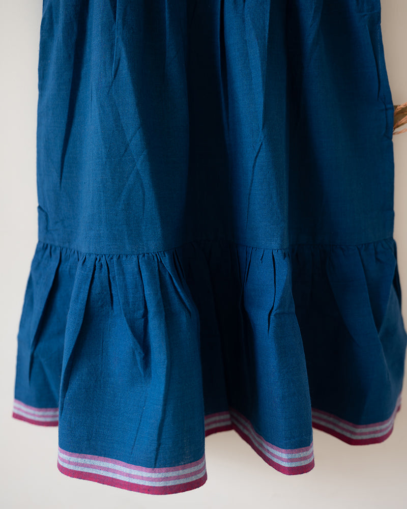 Daydreamer Blue Handwoven Cotton Maxi Dress With Selvedge