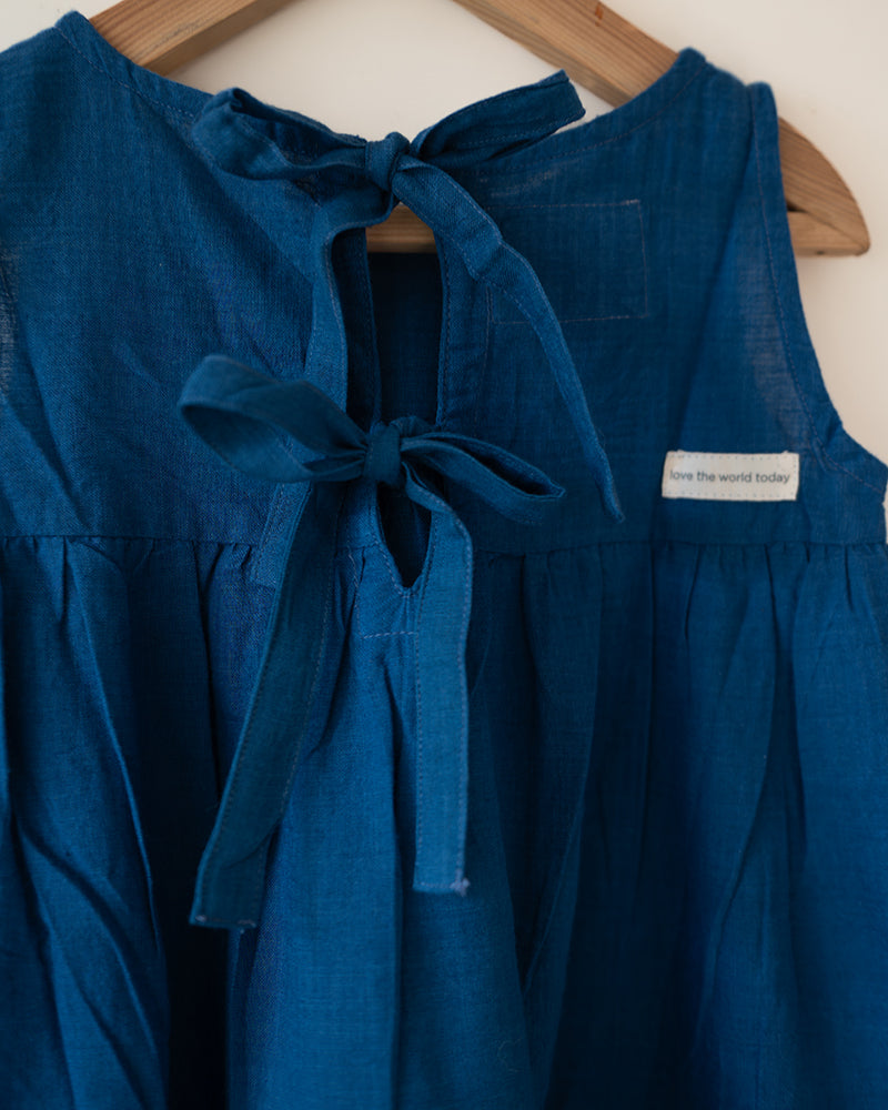 Daydreamer Blue Handwoven Cotton Maxi Dress With Selvedge