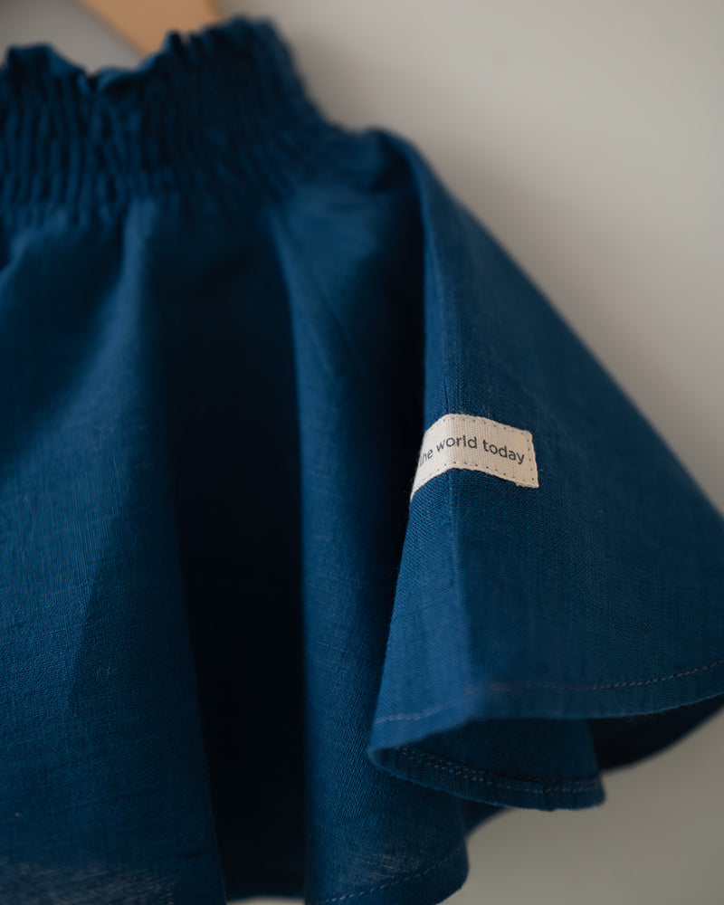Round And Round Twirl Skirt In Blue Handwoven Cotton