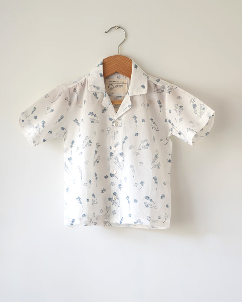 Boogie Half Sleeve Shirt In Floral Handblock Print Cotton