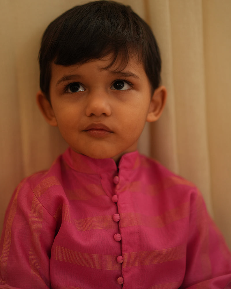 NEELKAMAL ethnic kurta in pink gold stripe