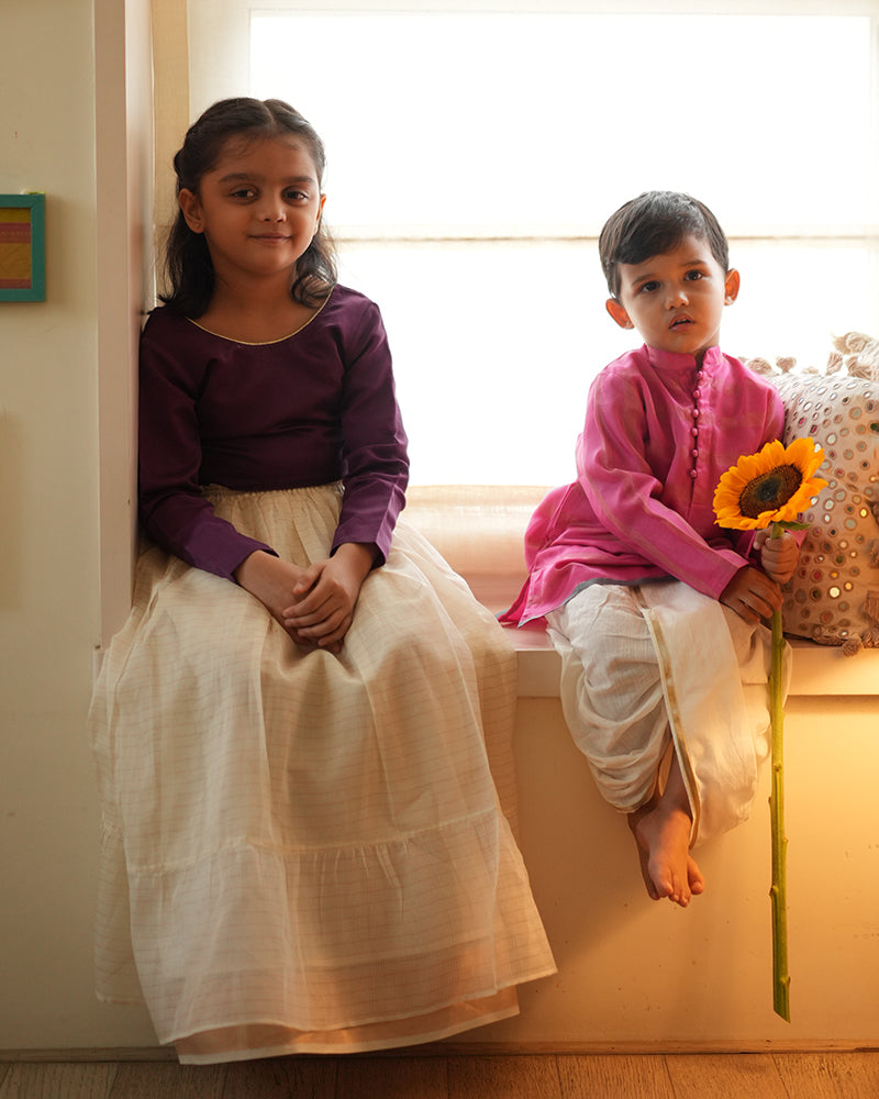 NEELKAMAL ethnic kurta in pink gold stripe