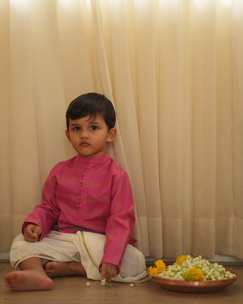 NEELKAMAL ethnic kurta in pink gold stripe