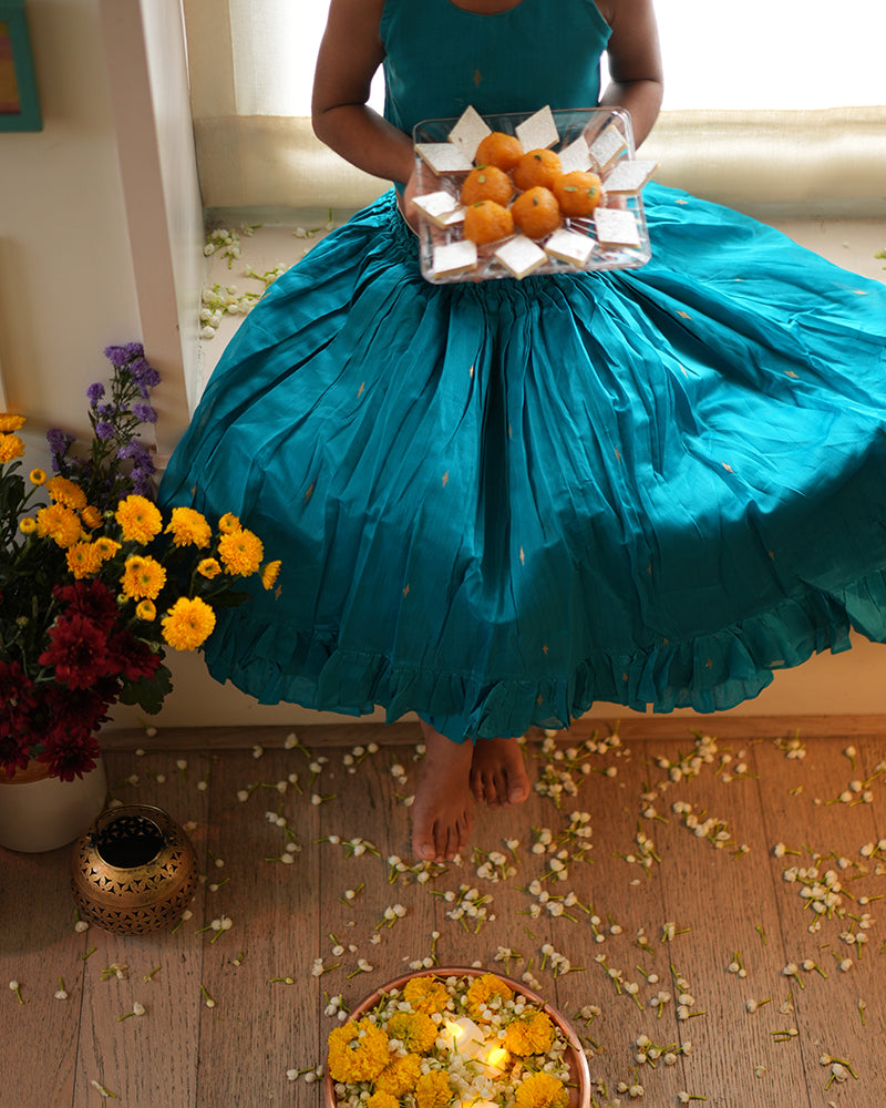 NILIMA lehenga set in teal