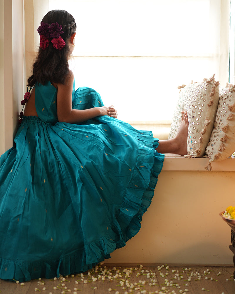 NILIMA lehenga set in teal