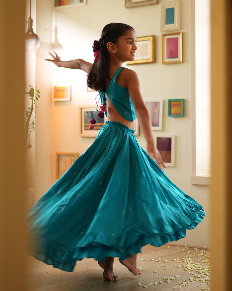 NILIMA lehenga set in teal