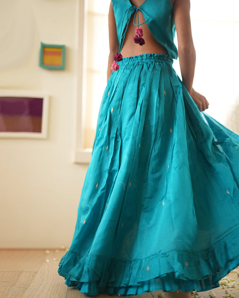 NILIMA lehenga set in teal