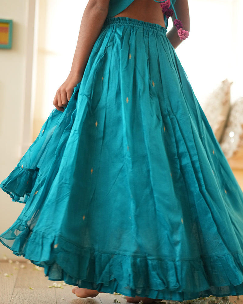 NILIMA lehenga set in teal