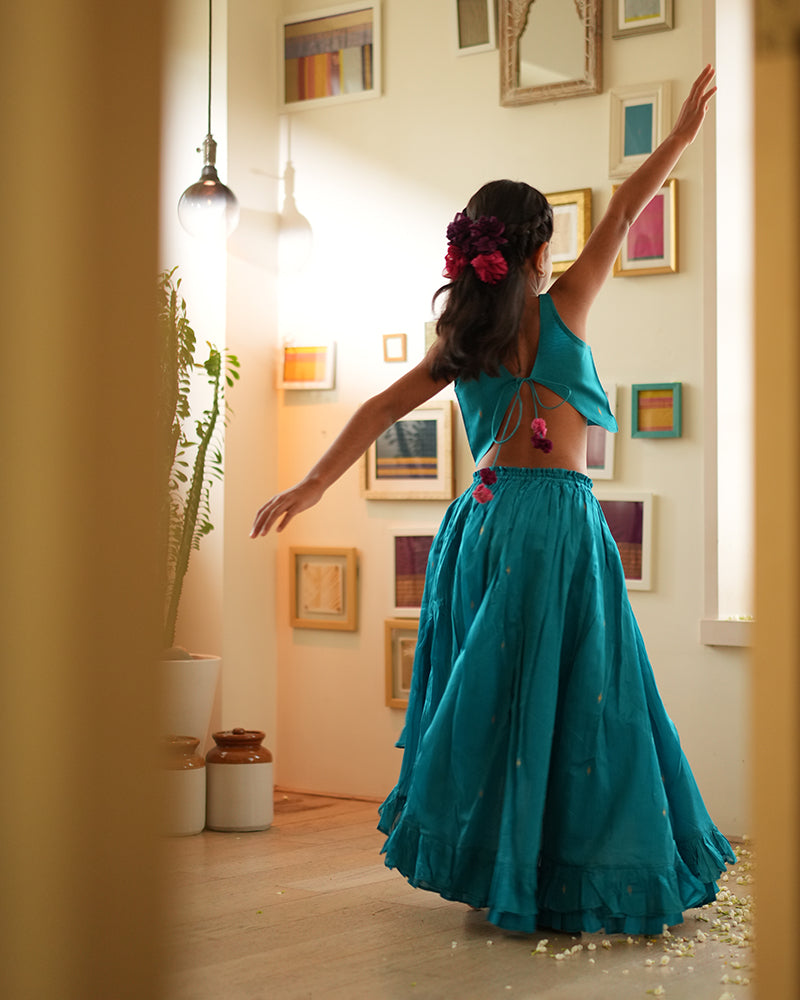 NILIMA lehenga set in teal