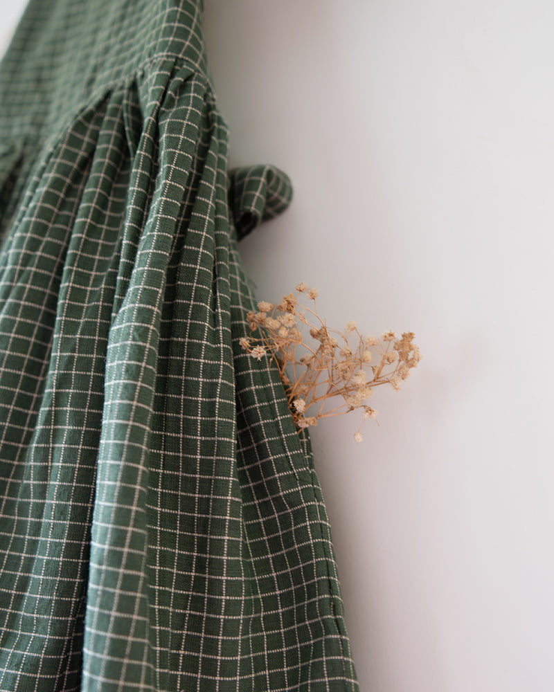 Bloom Handmade Green Checkered Halter Neck Girls Dress