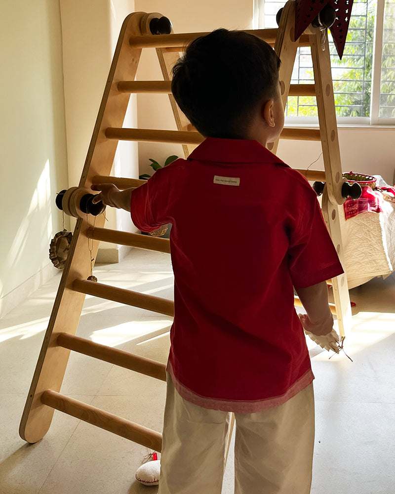 Boogie Red Boys Handwoven Cotton Shirt