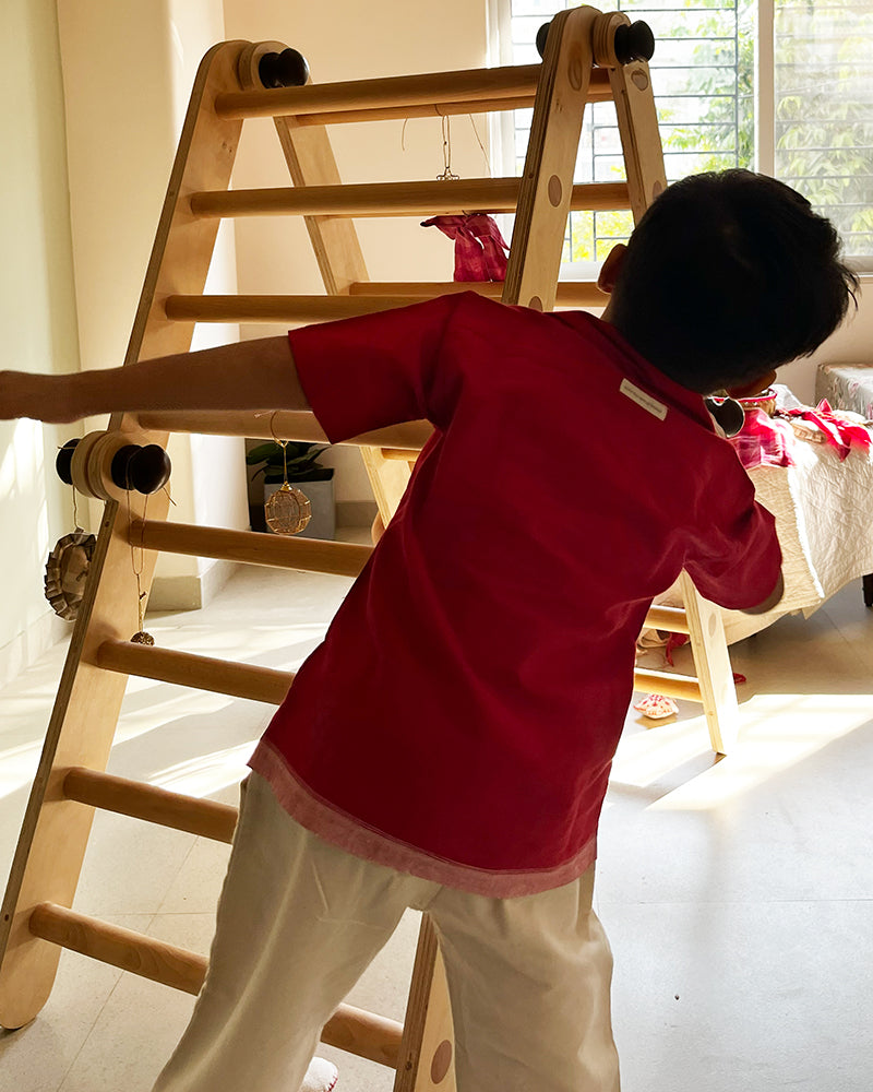 Boogie Red Boys Handwoven Cotton Shirt
