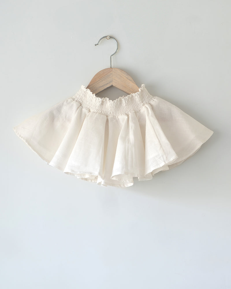 Round And Round White Slub Twirl Skirt