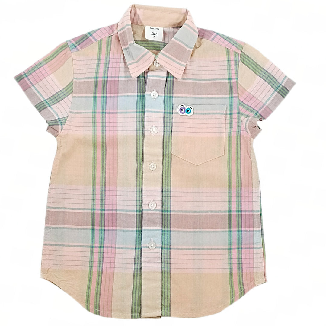 Boys peach madras checked cotton