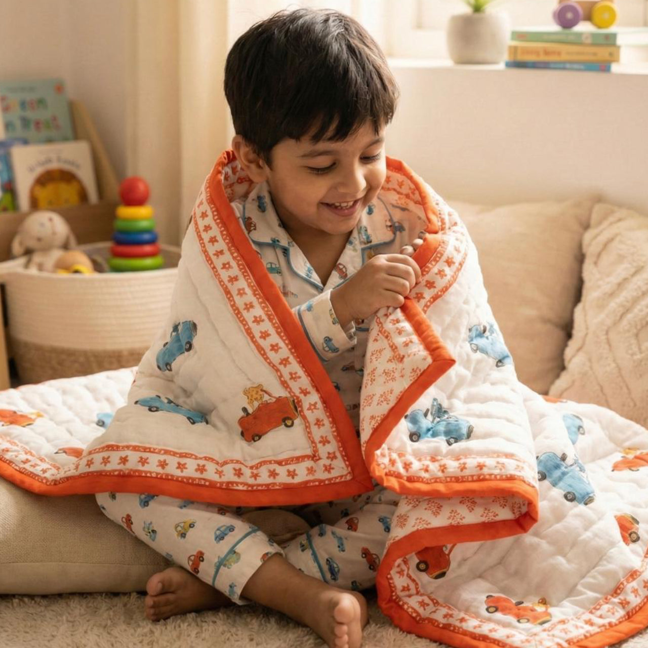 Car Handblock Printed Quilt