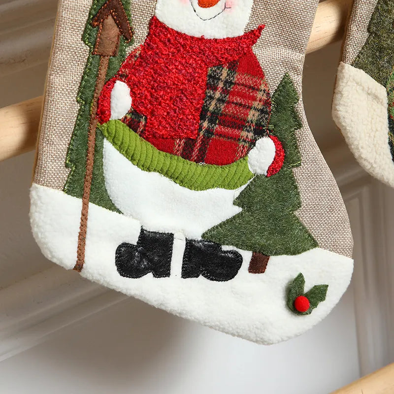 Checkered Cheer Stocking - Chilly Snowman