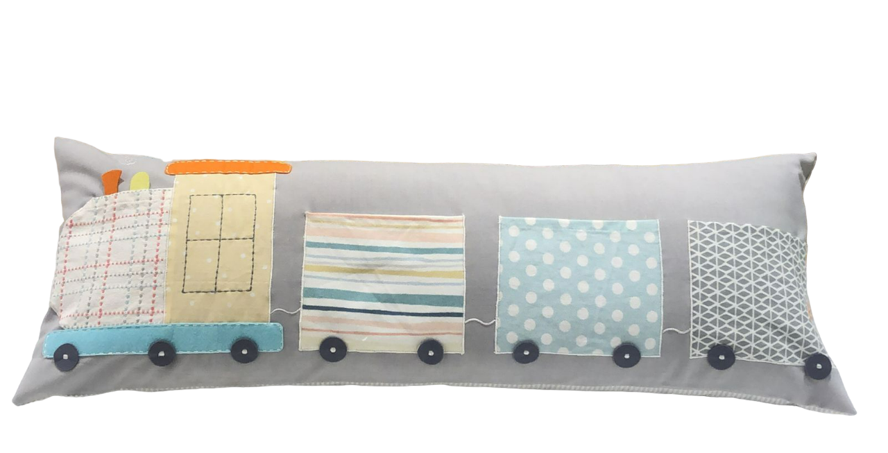 Choo Choo Train - Grey Long Cushion Cover