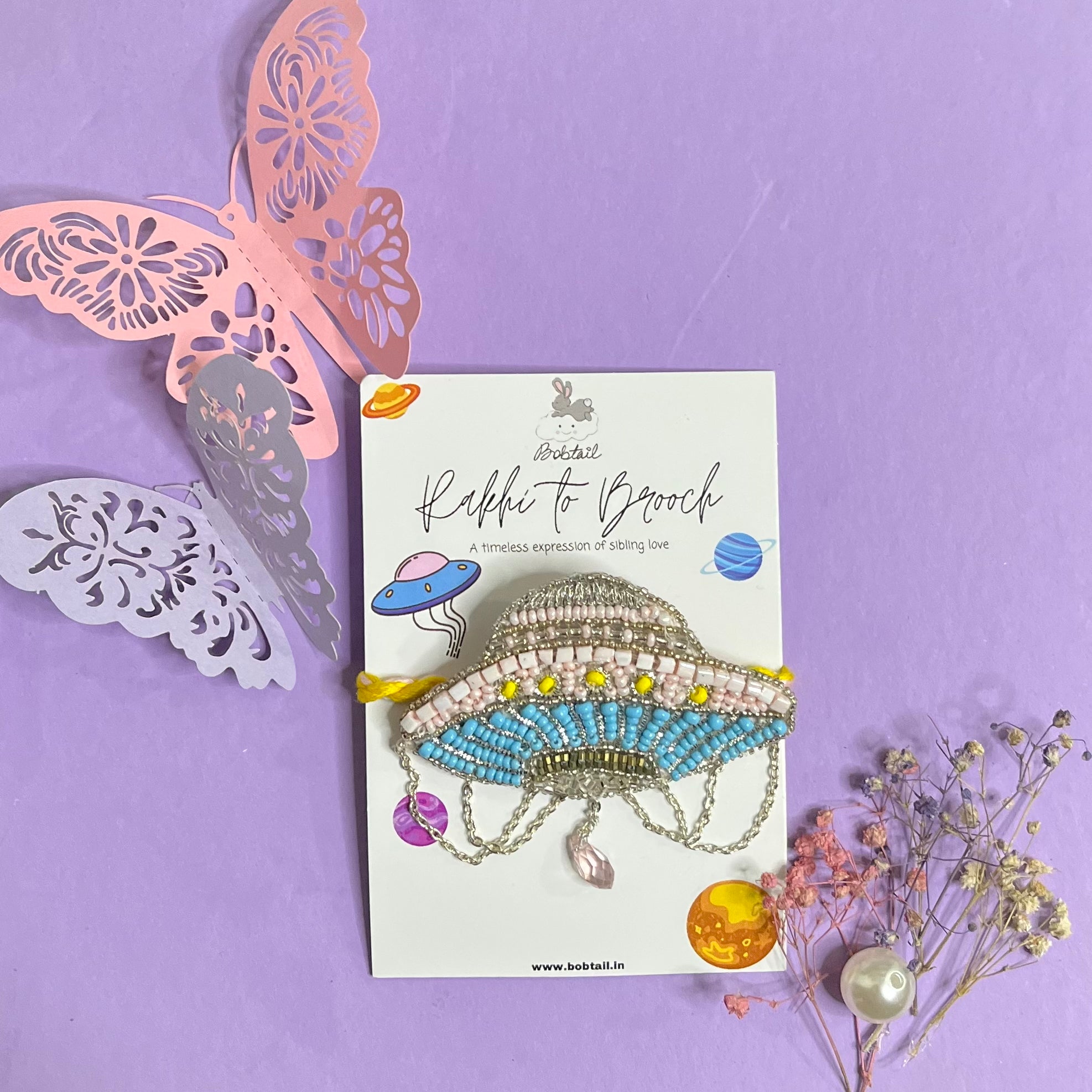 Celestial Connection - Space Ship Rakhi + Brooch