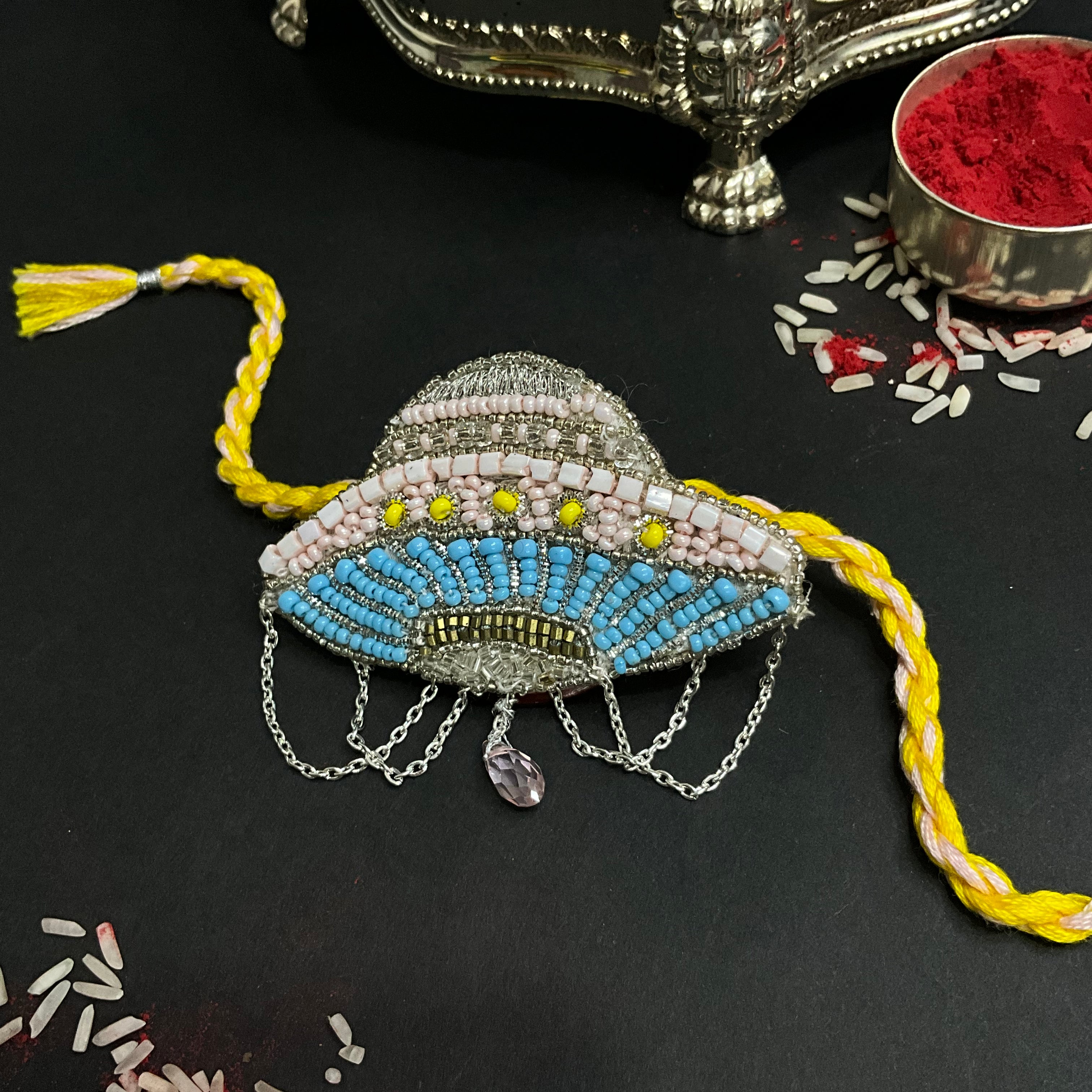 Celestial Connection - Space Ship Rakhi + Brooch