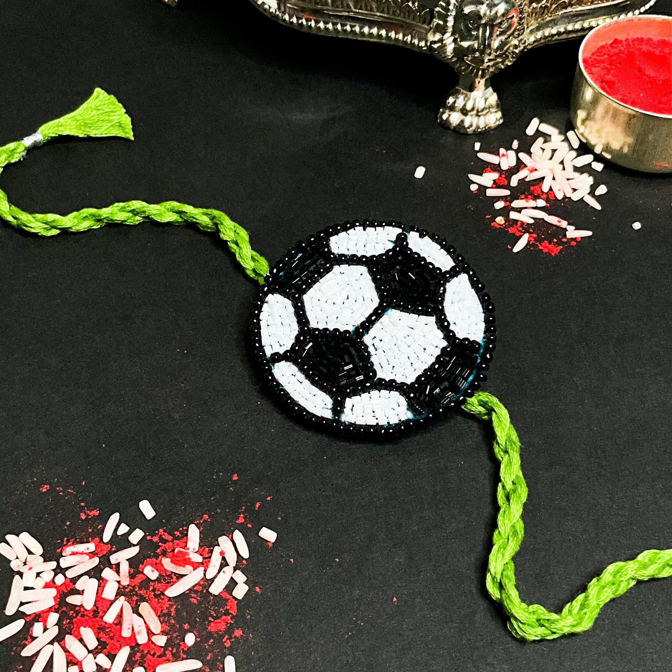 Champion's Band - Football Rakhi + Brooch