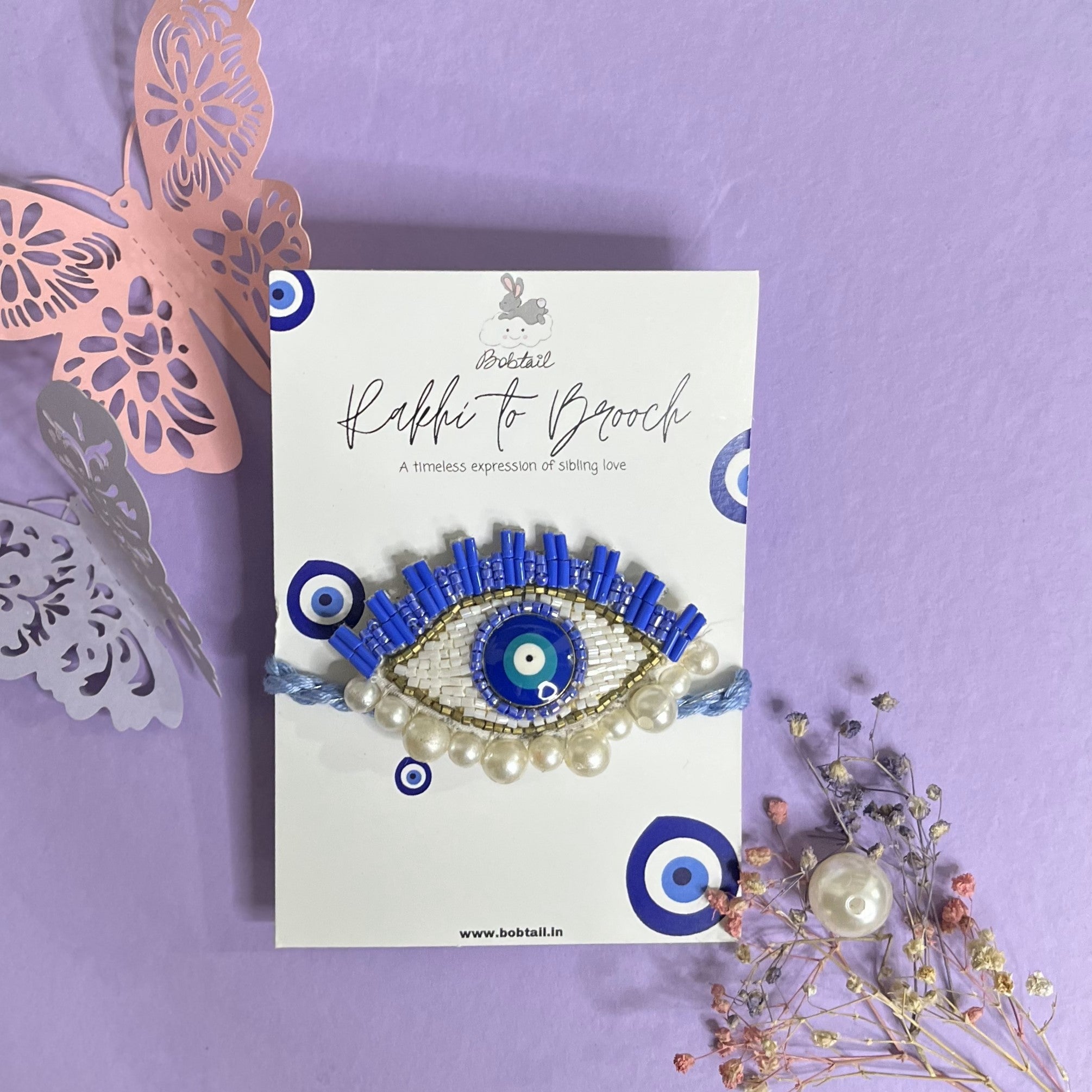 Charm Against Evil - Blue Evil Eye Rakhi + Brooch
