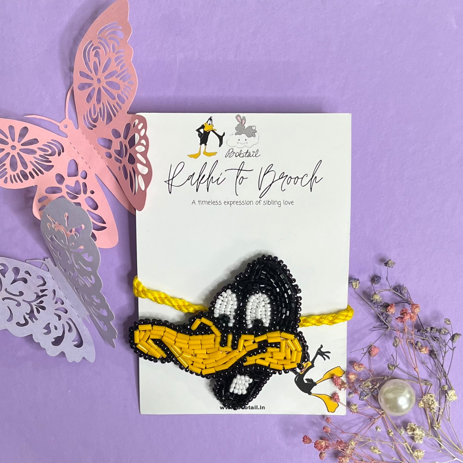 Daffy Doodle - Daffy Duck Rakhi + Brooch