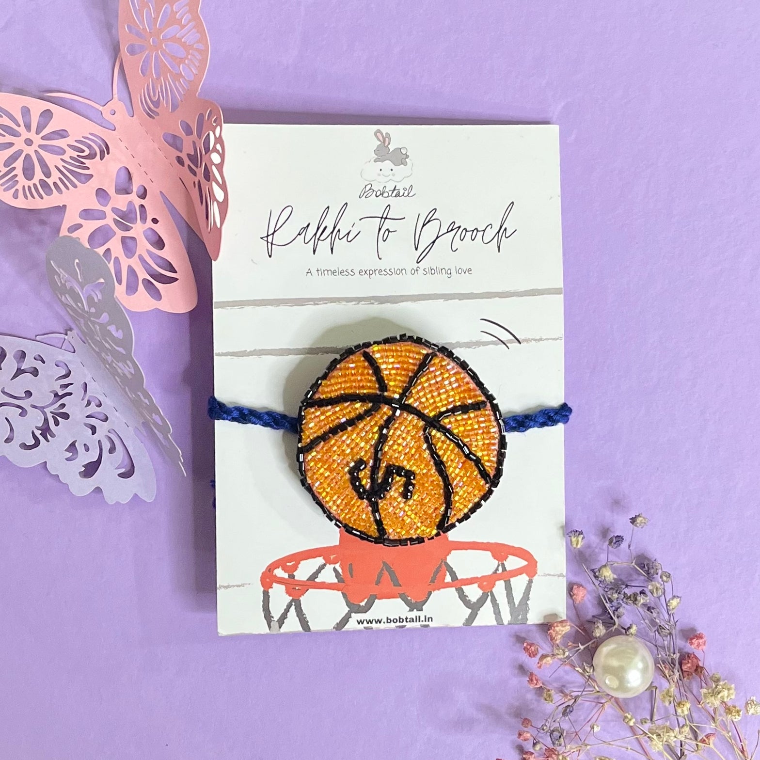 Dunk It - Basket Ball Rakhi + Brooch