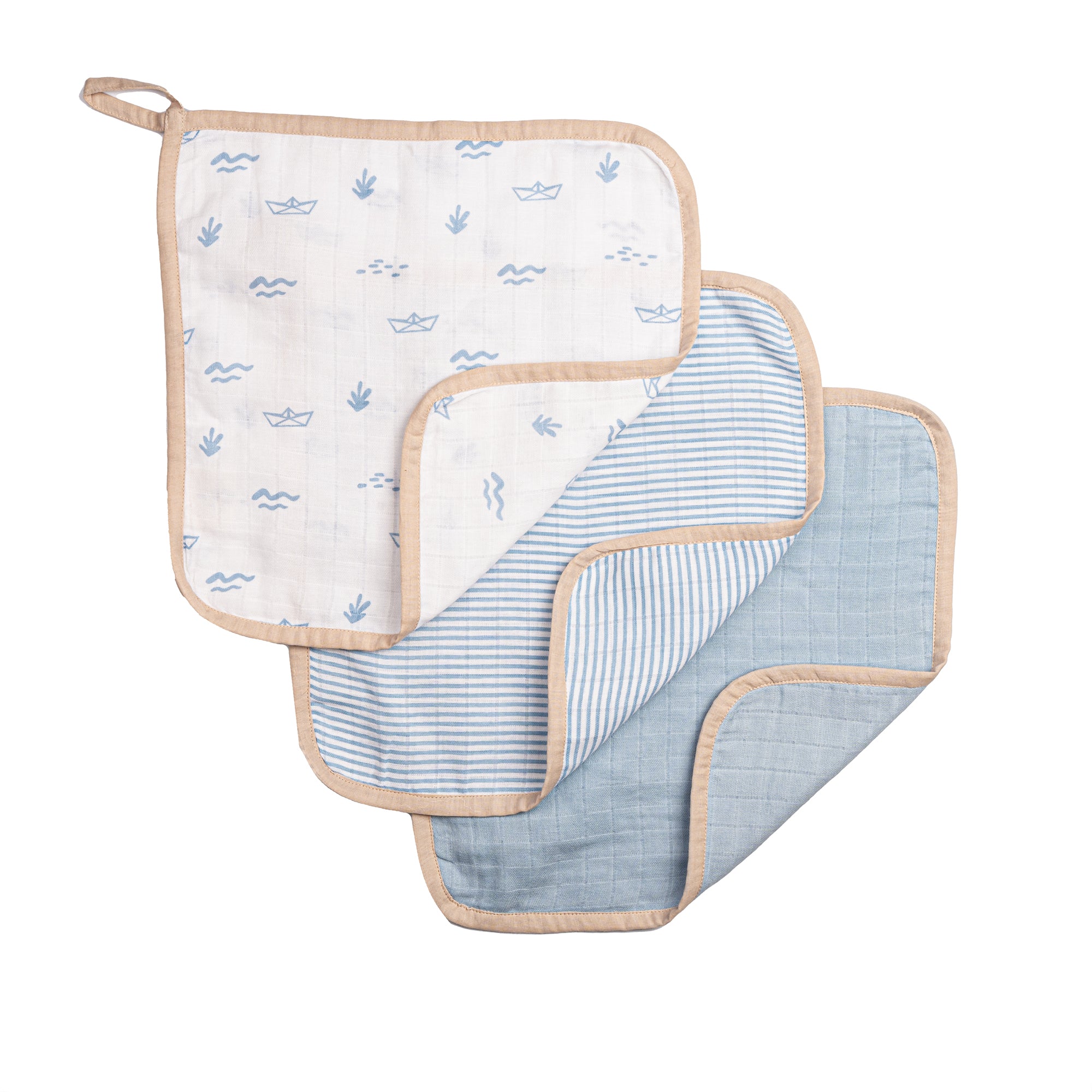 Organic Muslin Washcloths - Set of 3 – Boat