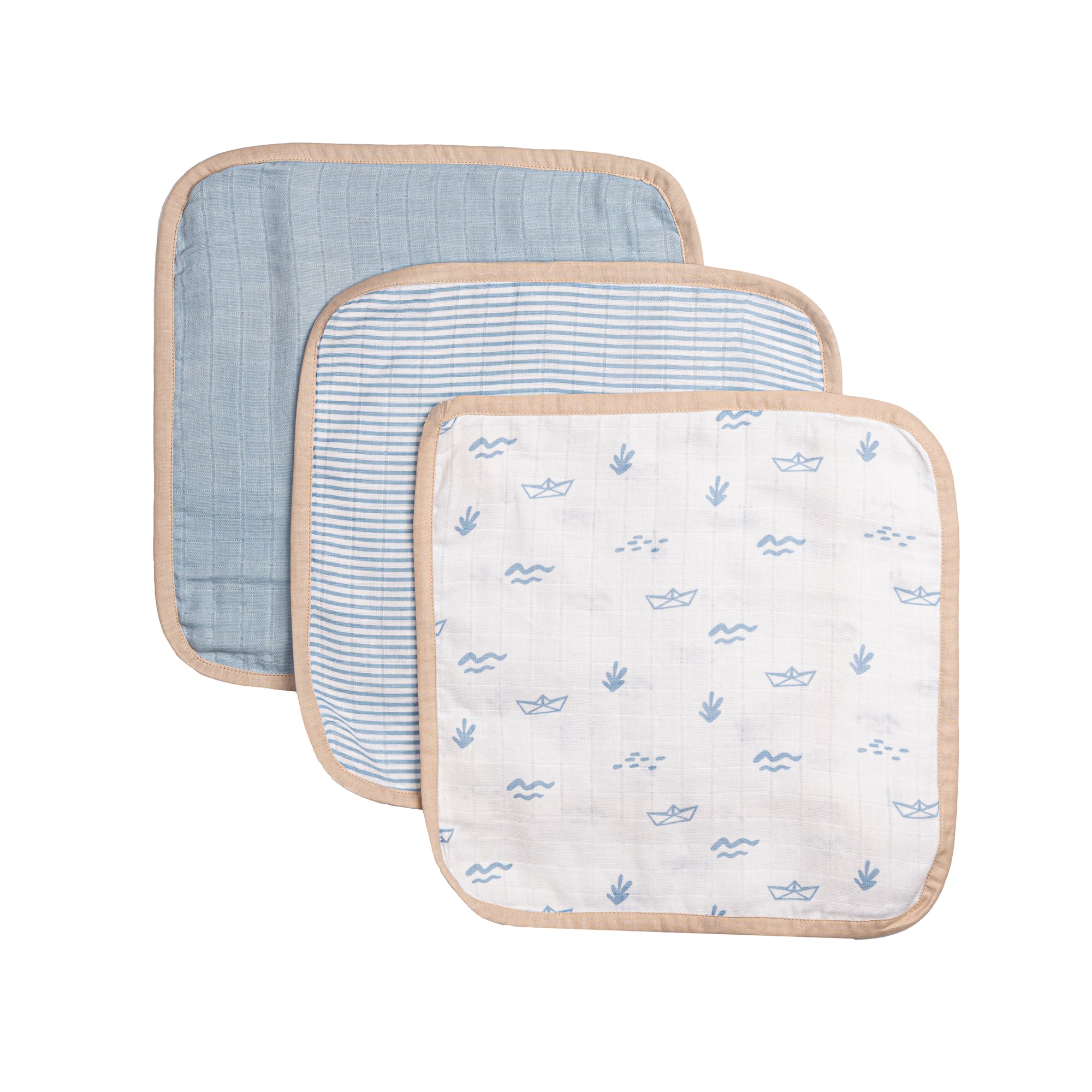 Organic Muslin Washcloths - Set of 3 – Boat