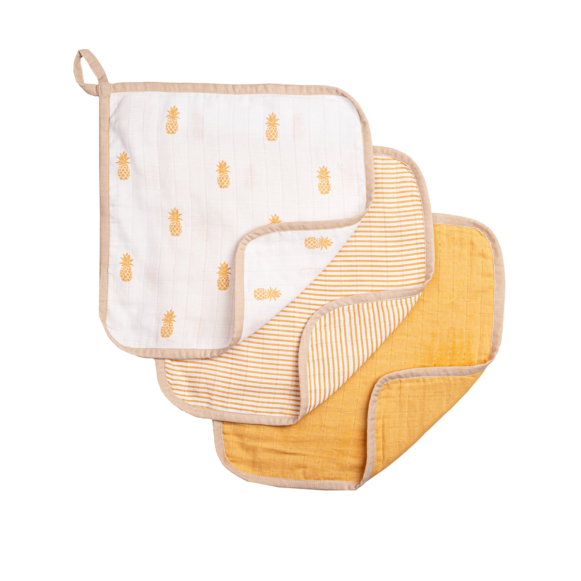 Organic Muslin Washcloths - Set of 3 – Pineapple