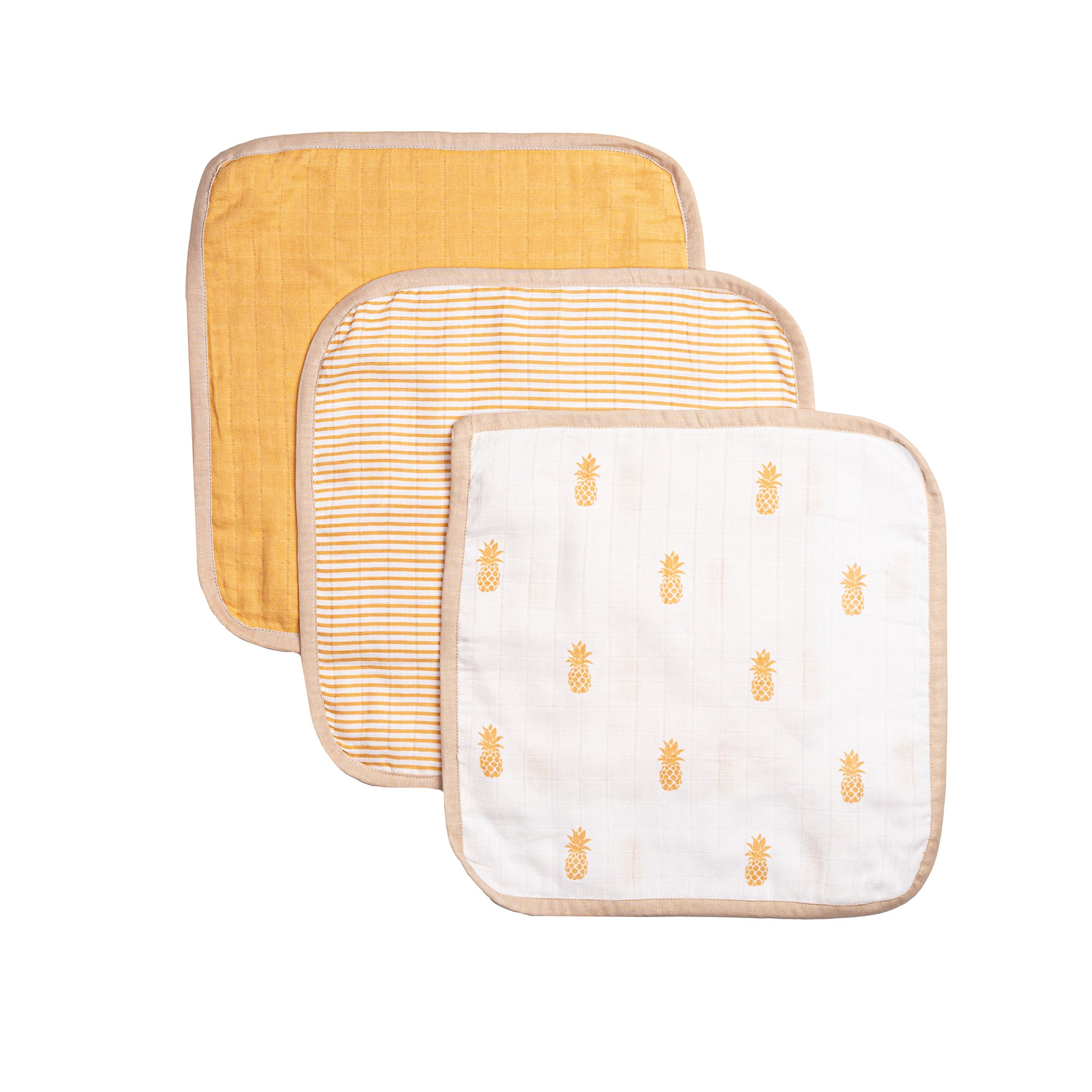 Organic Muslin Washcloths - Set of 3 – Pineapple