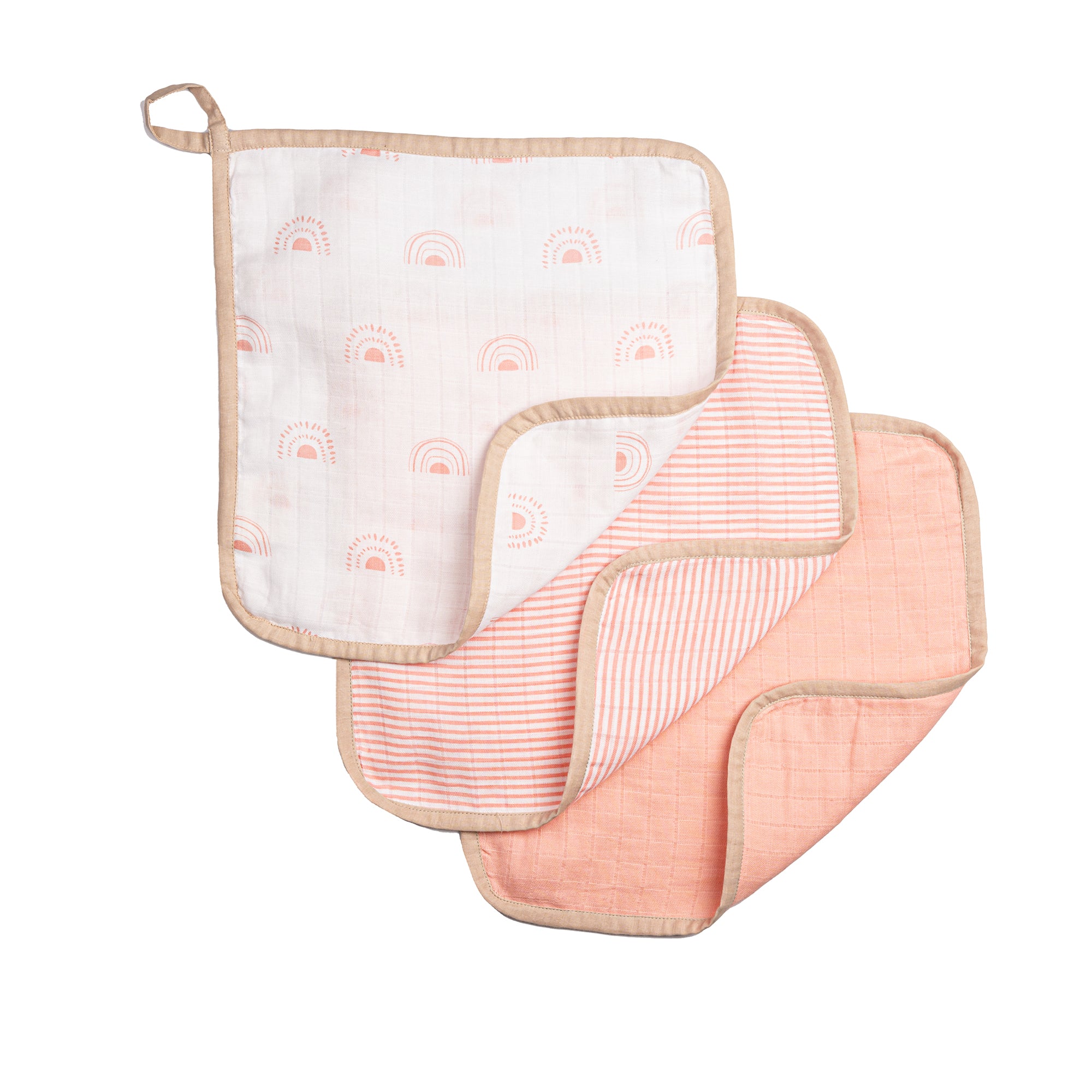 Organic Muslin Washcloths - Set of 3 - Rainbow