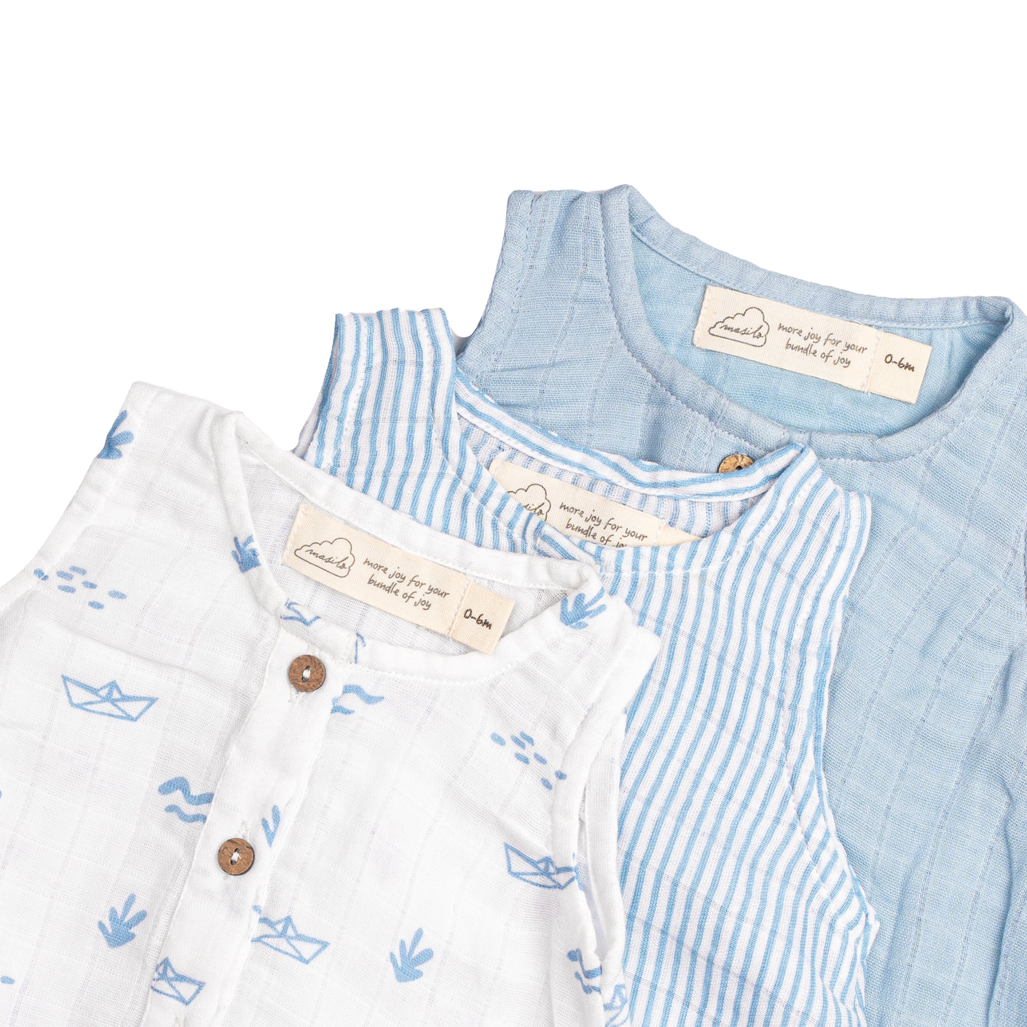 Organic Muslin Baby Romper - Pack of 3 – Boat