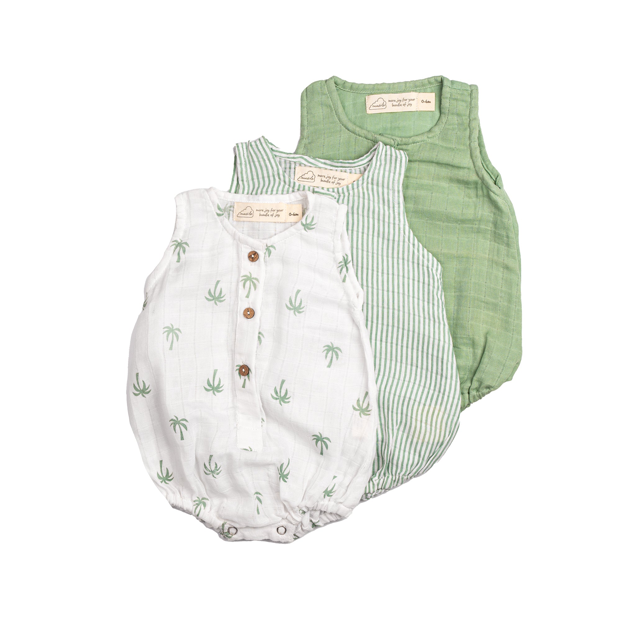 Organic Muslin Baby Romper - Pack of 3 – Palm