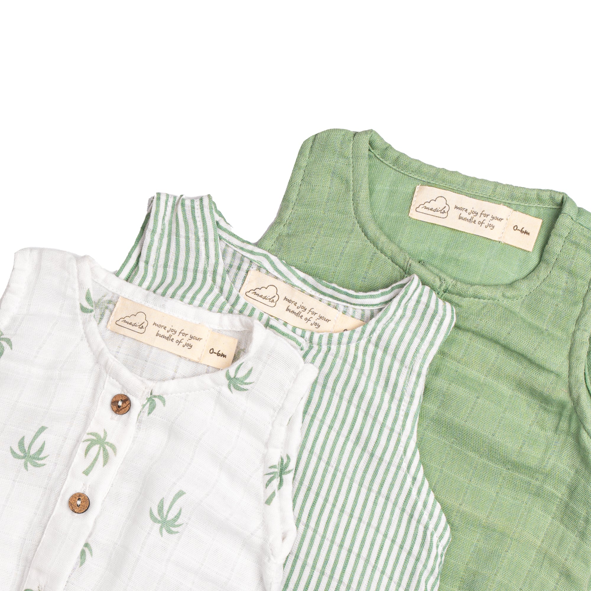 Organic Muslin Baby Romper - Pack of 3 – Palm