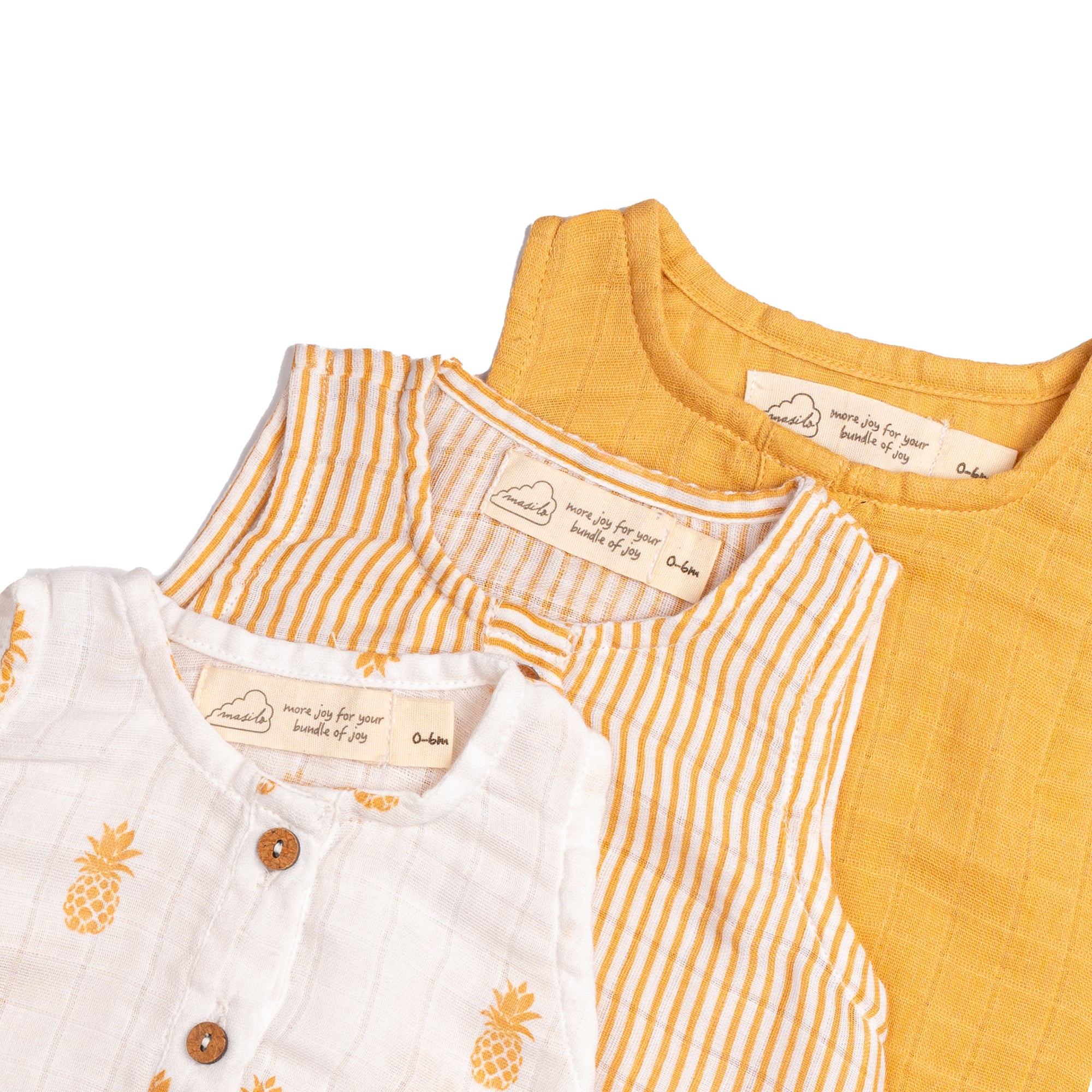 Organic Muslin Baby Romper - Pack of 3 – Pineapple