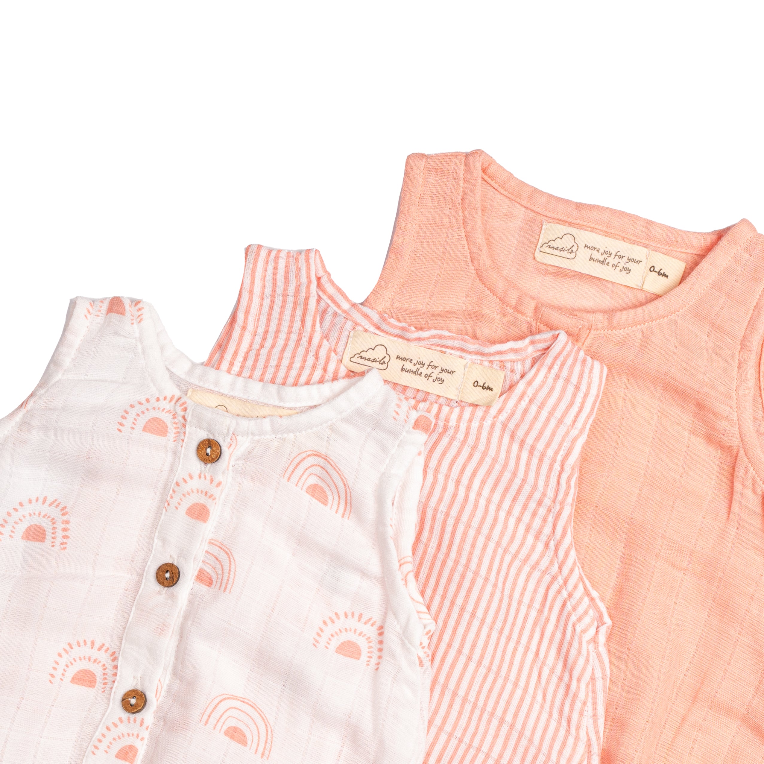 Organic Muslin Baby Romper - Pack of 3 – Rainbow