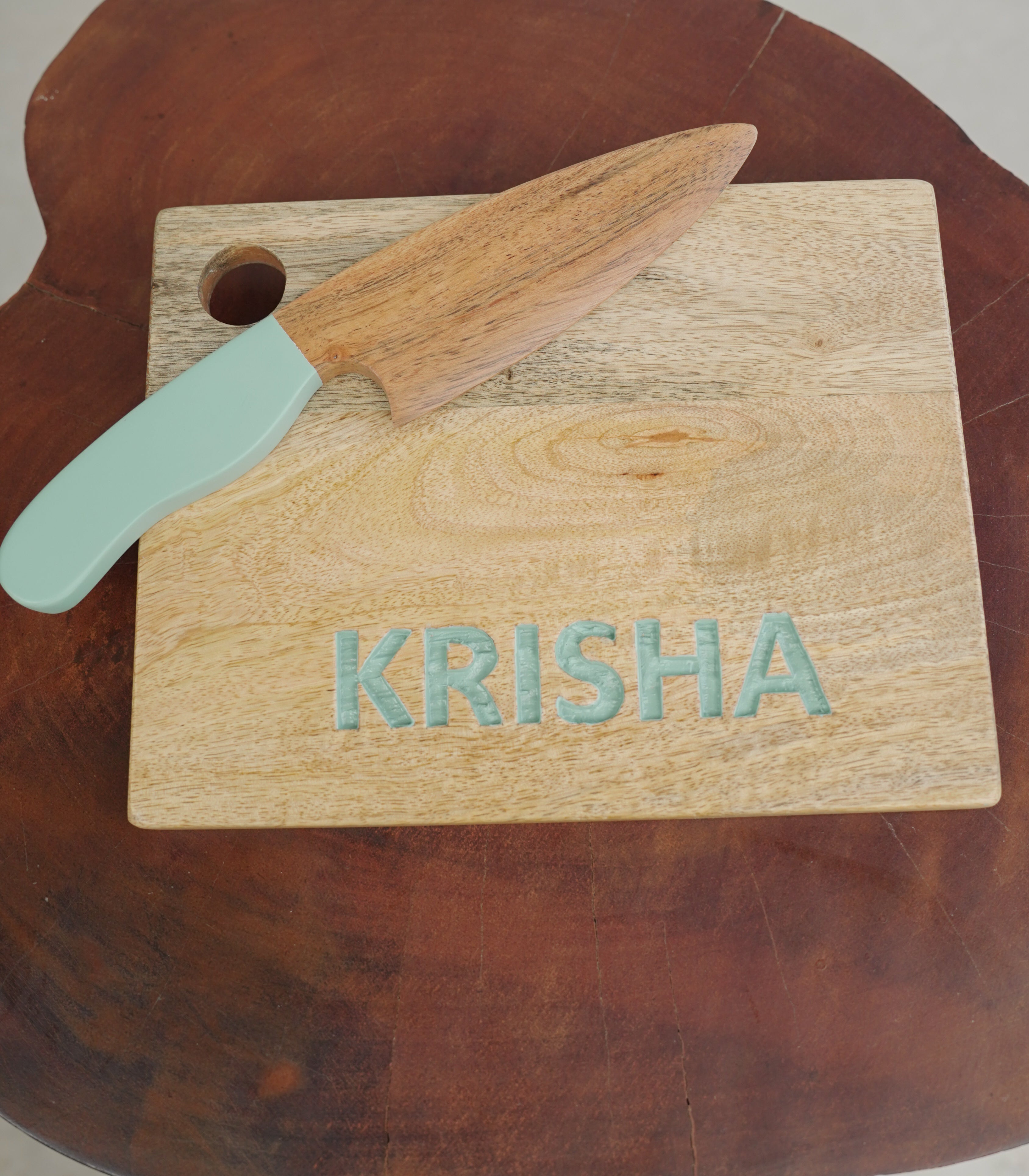 Chopping Board with Mini Knife - Toddler special | Montessori Practical Life Skills | Kids Cooking Knife | Customised Chopping Board | 1 Year - 4 Years